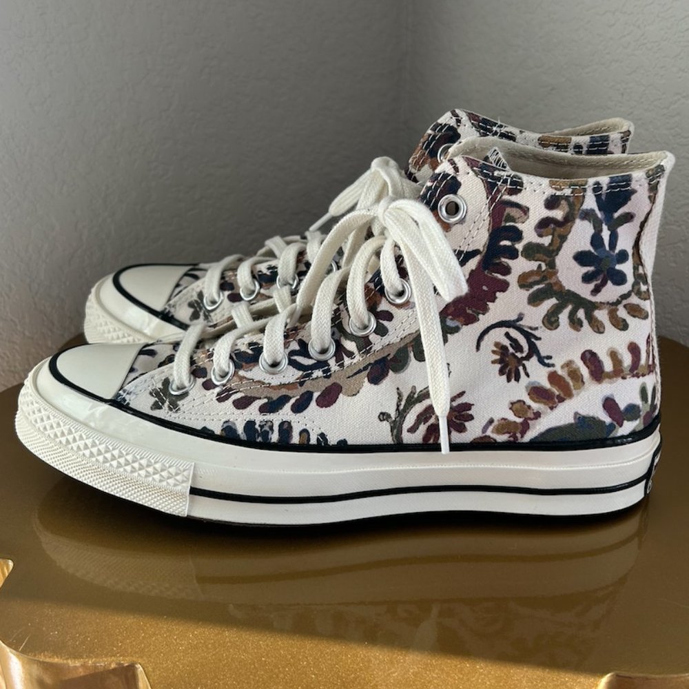 Converse Wmns Fall Florals Prints Chuck 70 High Tops Egret/Field Surplus - Picture 7 of 7